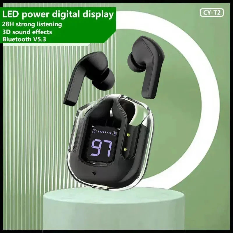 Wireless Bluetooth Earphones – Transparent LED Power Display