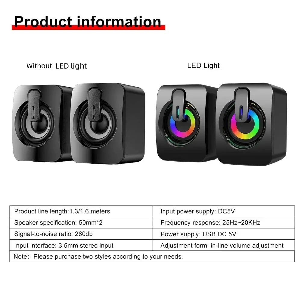 Stereo Speakers with LED Lights & USB Connectivity