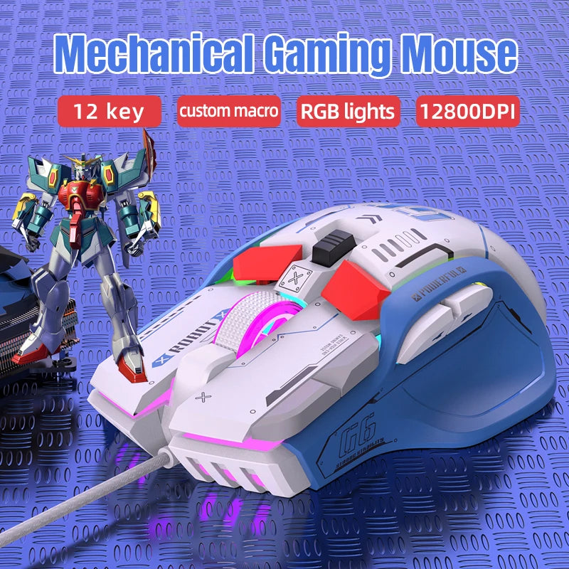 G6 Wired Gaming Mouse with RGB Backlighting, Macro-Programmable