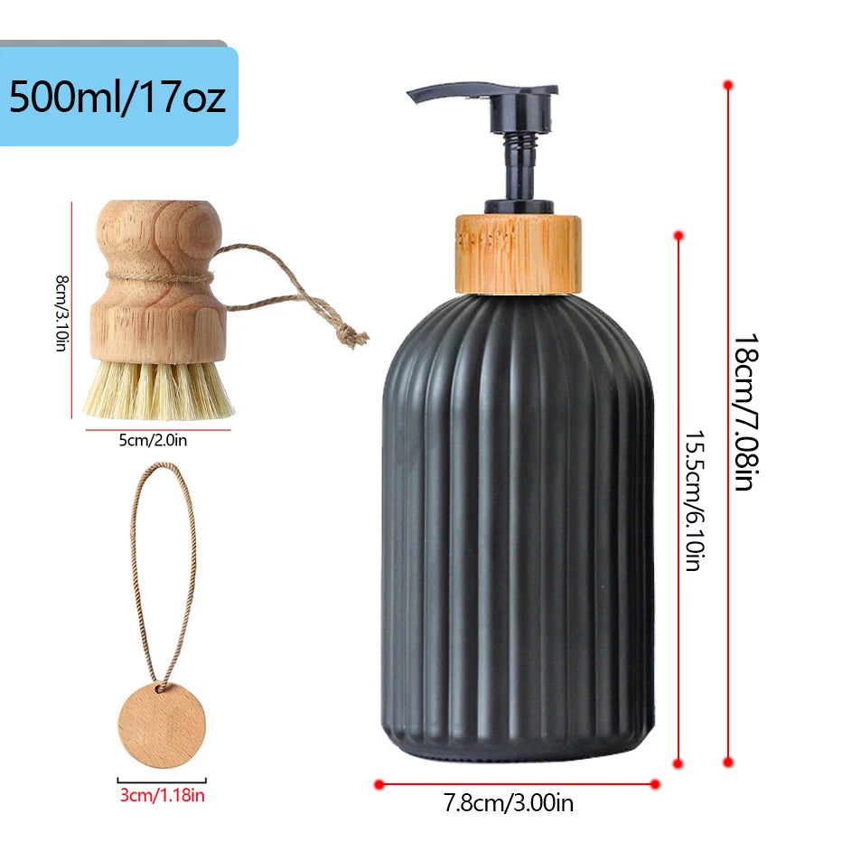 Kitchen Black Dish Soap Dispenser Bottle Set