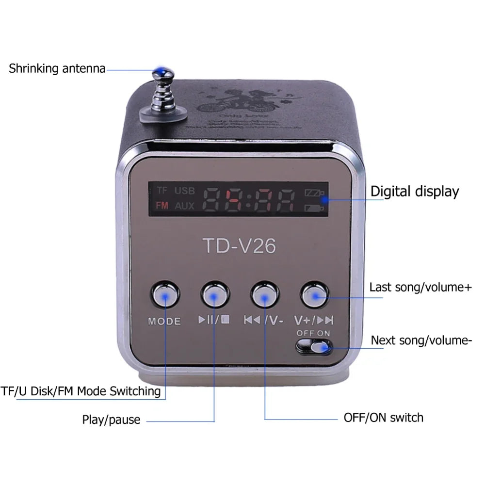 WaveMini Portable Bluetooth Speaker with FM Radio & TF Card Slot