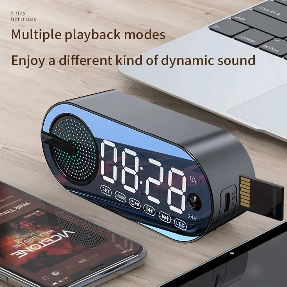 Bluetooth Speaker Alarm Clock with RGB Lighting and Large LED Display