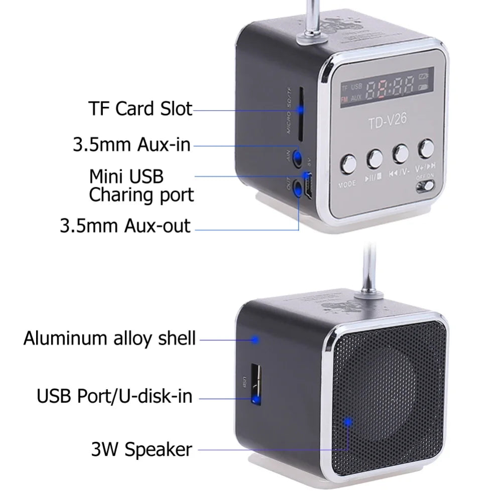 WaveMini Portable Bluetooth Speaker with FM Radio & TF Card Slot