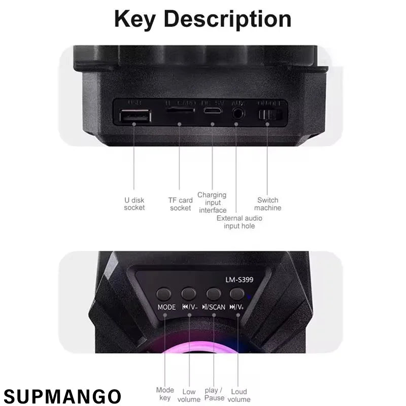 PowerPulse Wireless BT Speaker with Subwoofer & Karaoke Function