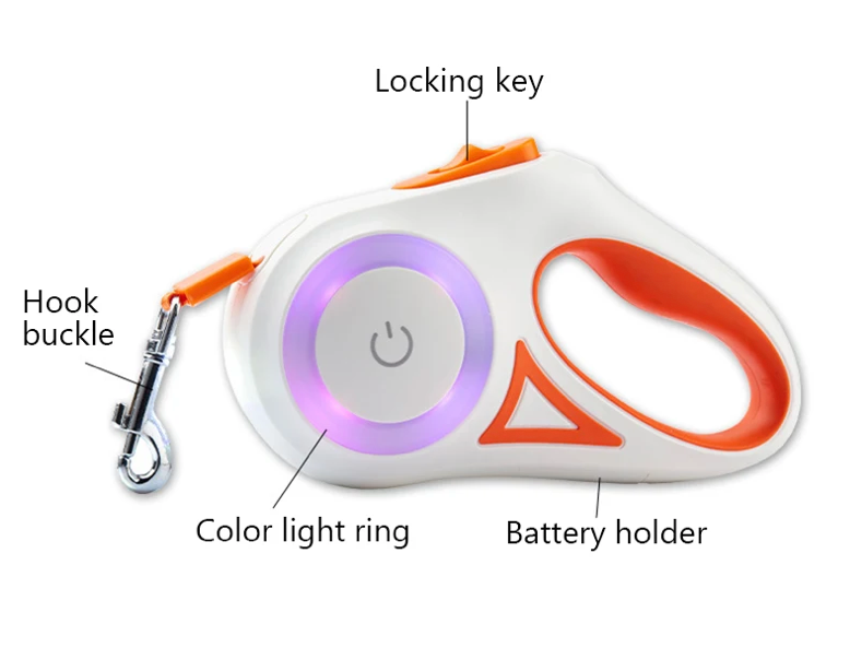 Retractable Dog Leash with LED Flashlight