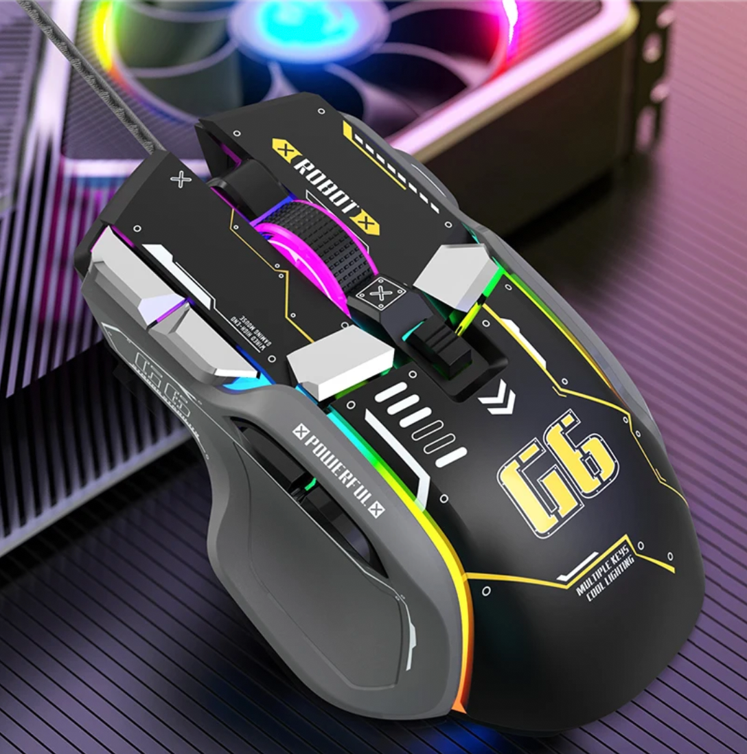 G6 Wired Gaming Mouse with RGB Backlighting, Macro-Programmable