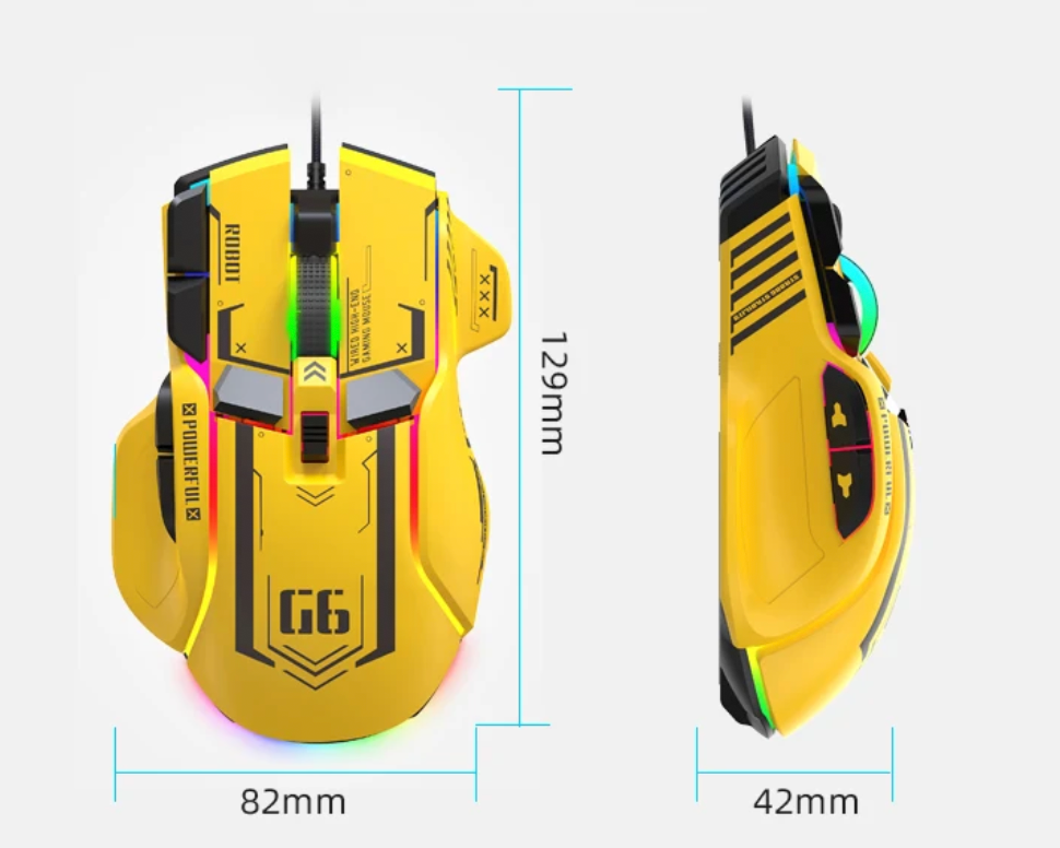 G6 Wired Gaming Mouse with RGB Backlighting, Macro-Programmable